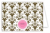 Brown Cross Pink Floral Damask Folded Note Card