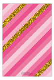 Pink Glitter Stripe Flat Note Card