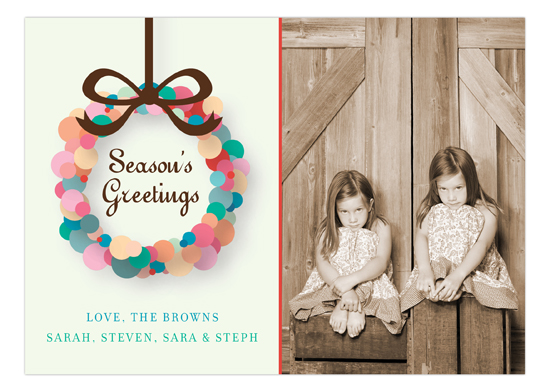 Seasons Greetings Abstract Wreath Photo Card