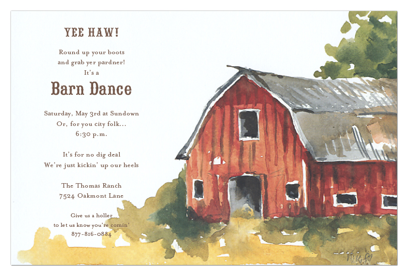Yee Haw Barn Dance Party Invitations