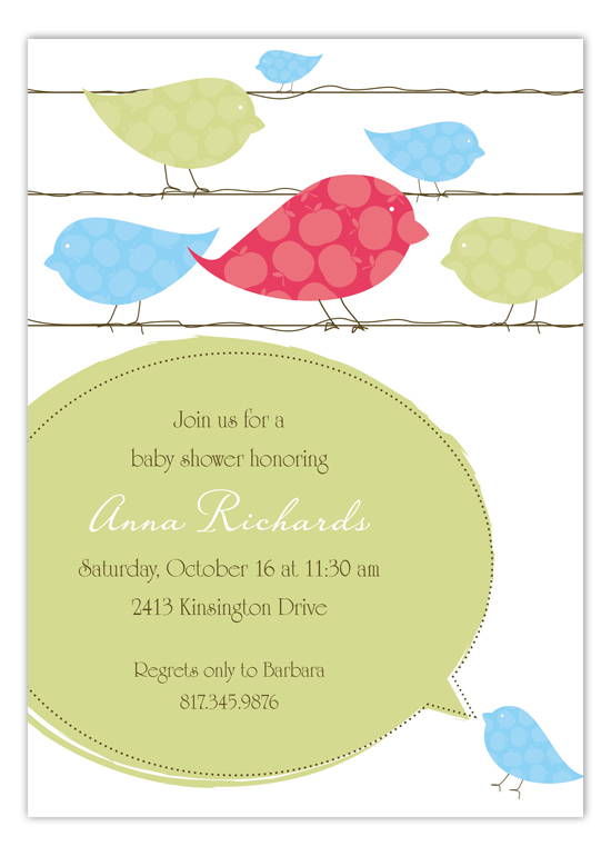 Blue Birds on a Wire Invitation