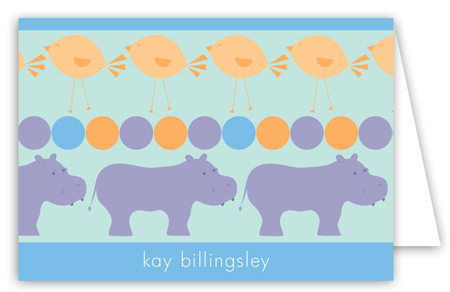 Blue Hippos Folded Note Card