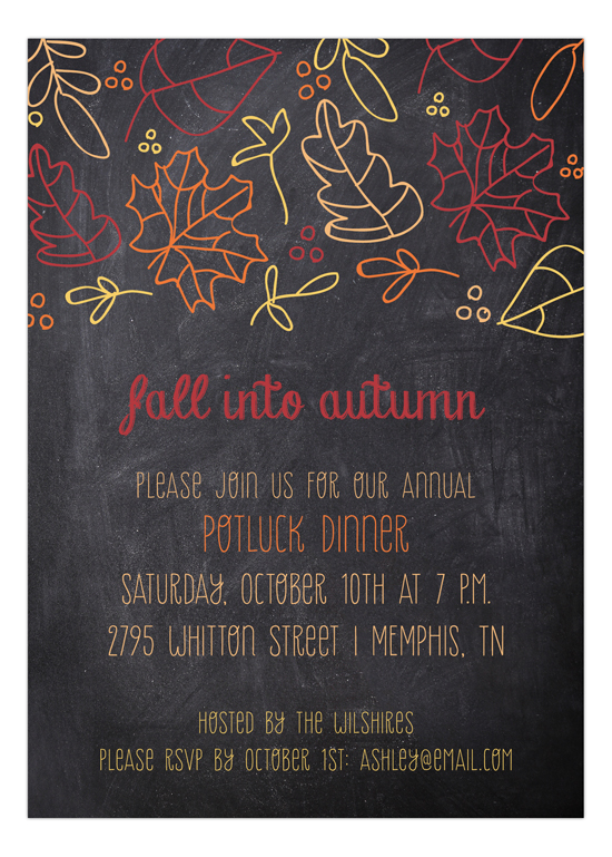 Fall Leaves Chalkboard Invitation