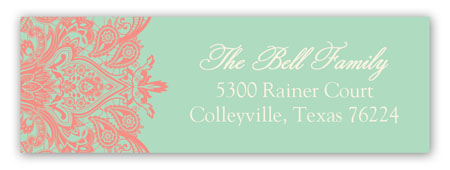 Mint And Coral Address Label