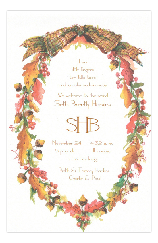 Oak Wreath Formal Party Invitation