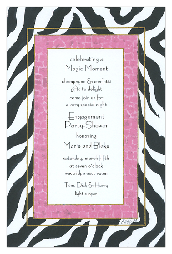 Pink and Black Zebra Invitation