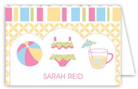 Pink Pool Trio Folded Note Card
