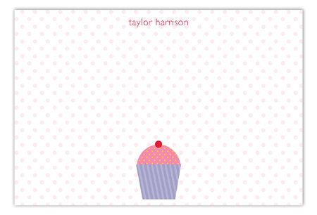 Purple Cupcake Delight Flat Note Card