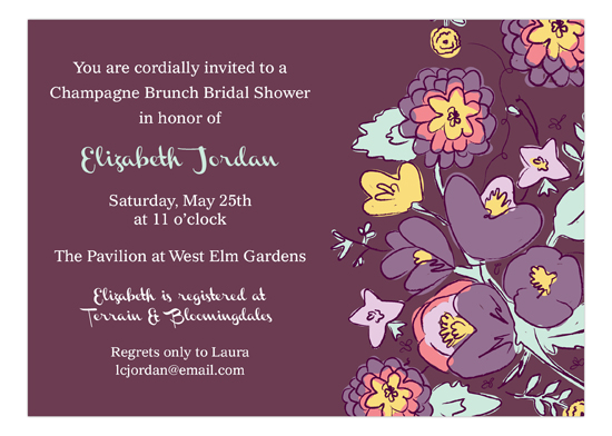 Purple Floral Bridal Shower Invites