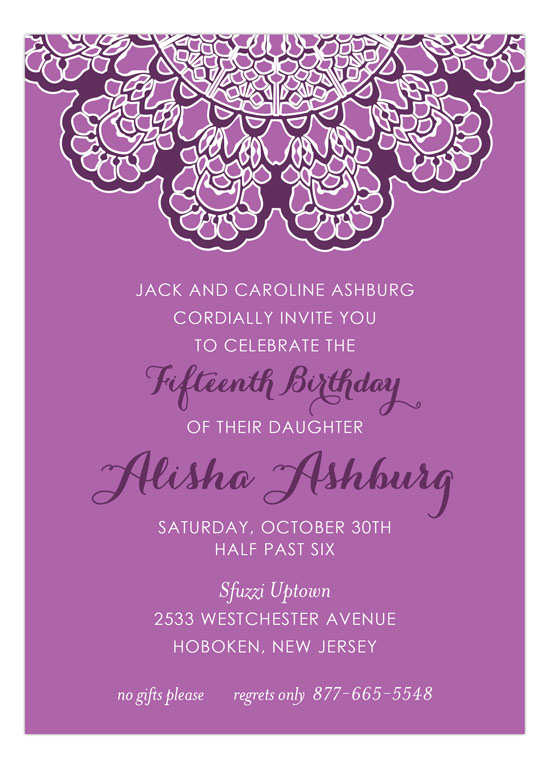 Radiant Orchid Lace Invitation