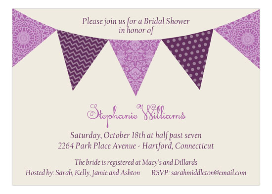 Radiant Orchid Pennant Banner Invitation