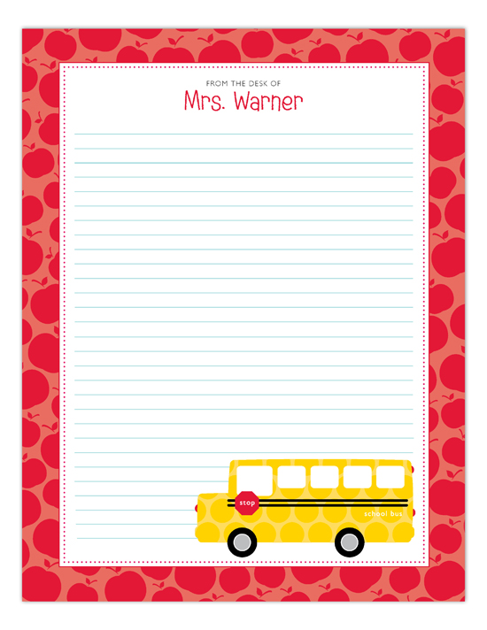 School Days Lined Notepad