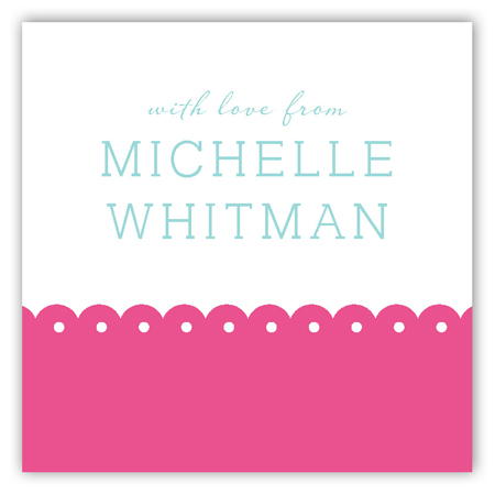 Spring Scalloped Pink Square Sticker