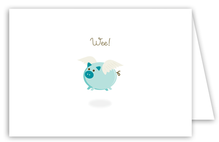 When Teal Pigs Fly Note Card