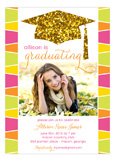 Glitter Graduation Cap Photo Card Invitation