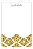 Gold Glitter Damask Flat Note Card