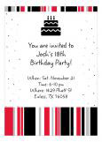 Black and Red Confetti Cake Birthday Party Invitation