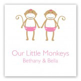 Twin Girl Monkey Pals Gift Tag