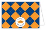 Blue and Orange Argyle Folded Note Card