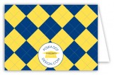 Blue and Yellow Argyle Folded Note Card