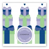 Navy Stacked Presents Gift Tag