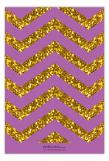 Glitter Chevron Radiant Orchid Flat Note Card