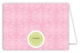Pink Damask Monogram Folded Note Card