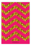 Pink Glitter Chevron Flat Note Card