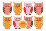 Pink Pattern Owls Flat Note Card