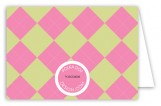 Preppy Pink Argyle Folded Note Card