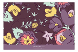 Purple Floral Flat Note Card