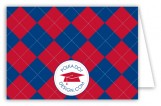 Red and Blue Argyle Folded Note Card