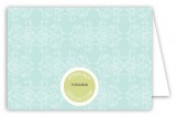 Teal Damask Monogram Folded Note Card