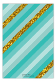 Teal Glitter Stripe Flat Note Card