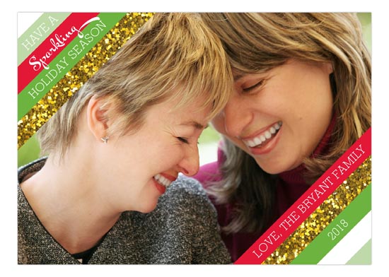 Glitter Stripes New Year Photo Card