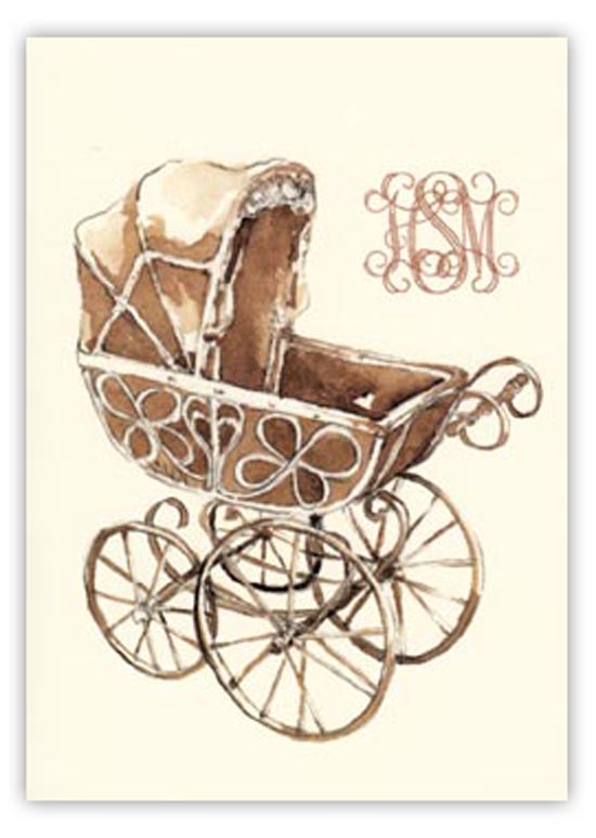 Wicker Pram Folded Note Card