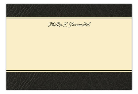 Black Leather Flat Note Card