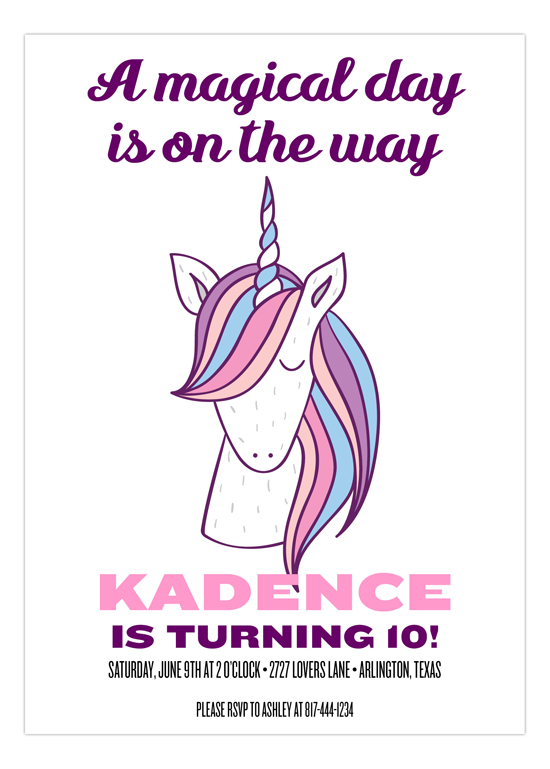 NP57BD1822-Pretty-Haired-Unicorn-Party-Invitations Unicorn Party Invitations