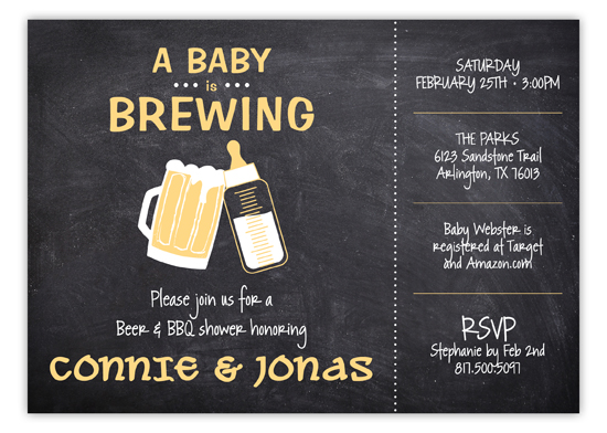 chalkboard baby is brewing shower invitation