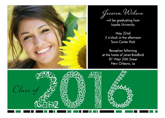 Green Graduation Year Photo Card