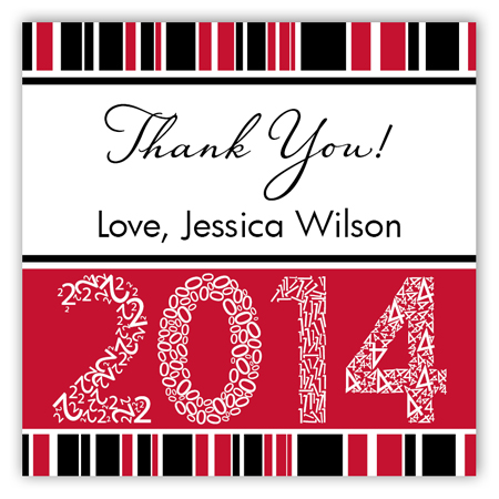 Red Graduation Year Square Sticker