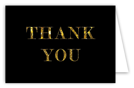 Black Glitter Thank You Card