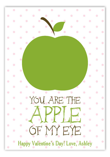 Apple Of My Eye Valentine Card Cute Printed Valentine Cards For Kids