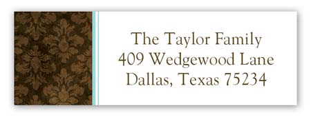 Aqua Damask Cloth Address Label