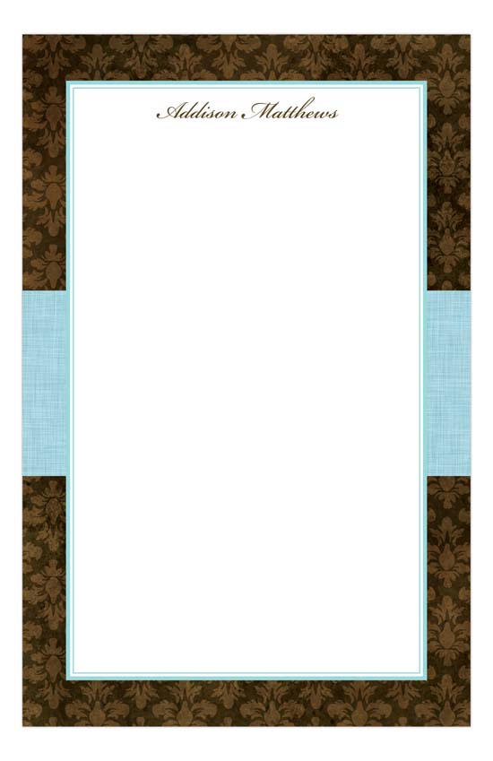 Aqua Damask Cloth Notepad