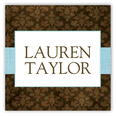 Aqua Damask Cloth Square Sticker