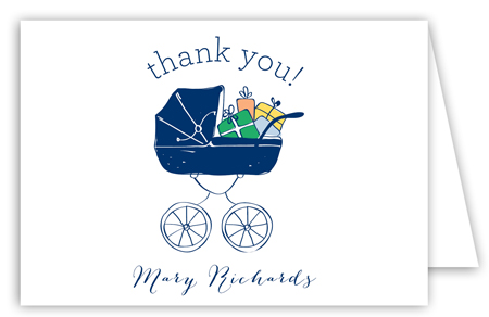 Baby Shower Stroller Boy Note Card