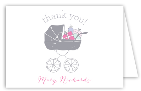 Baby Shower Stroller Girl Note Card