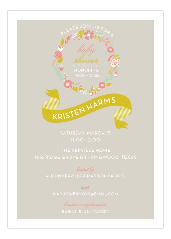 Baby Shower Wreath Invitation