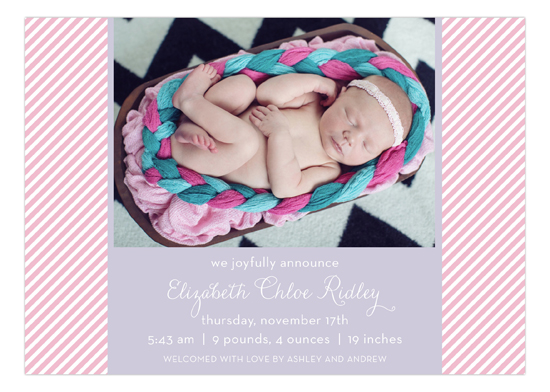 Baby Stripes Girl Photo Card